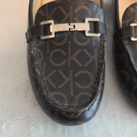 Calvin Klein Women's Logo Loafers Slip-On Flats Monogram CK Brown Size 7.5M - Picture 3 of 12